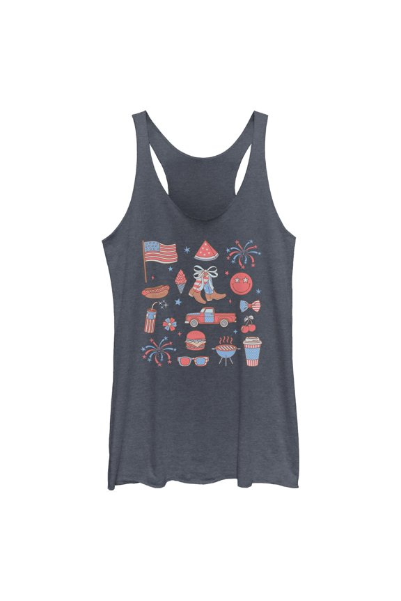 Womens Lost Gods American Fourth of July Icons Racerback Tank