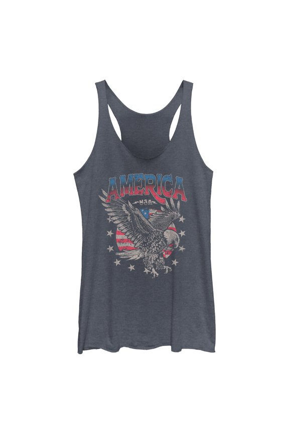 Womens Lost Gods Distressed America Bald Eagle Racerback Tank