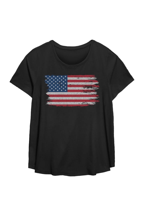 Womens Lost Gods Distressed Retro USA Flag T Shirt