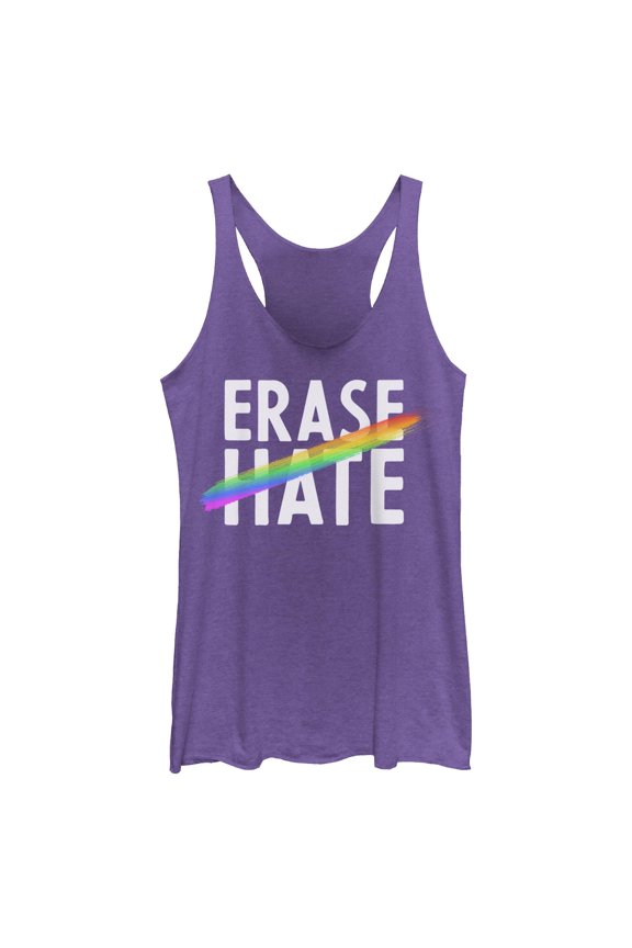 Womens Lost Gods Erase Hate Quote Racerback Tank