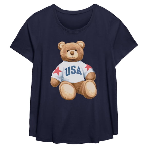 Womens Lost Gods Patriotic USA Bear T Shirt
