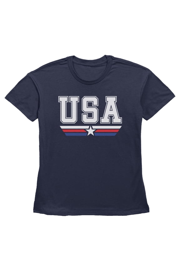 Womens Lost Gods Tricolor USA Star and Stripes T Shirt