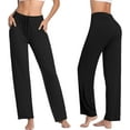 thumbnail image 1 of Womens Lounge Pants with Pockets Wide Leg Sweat Pants Tall Straight Leg High Waist Workout Walking Pants Comfy Lounge Pants Black XXL, 1 of 9