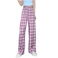 thumbnail image 1 of Womens Lounge Plaid Long Pants High-Waisted Wide-Leg Loose Fit Pants with Pockets, 1 of 7