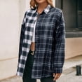 thumbnail image 1 of Womens Lounge Plaid Shacket Jackets Lapel Woolen Button Up Long Shirts Coat Casual Long Sleeve Tartan Shacket Jackets, 1 of 5