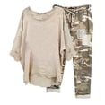 thumbnail image 1 of Womens Lounge Set Holiday Deals Usmixi Womens Cotton Linen 2 Pieces Outfit Plus Size Half Sleeve Pullover and Camouflage Pant Sets Ladies Casual Loungewear Sets Homewear Set Up to 65% off, 1 of 6