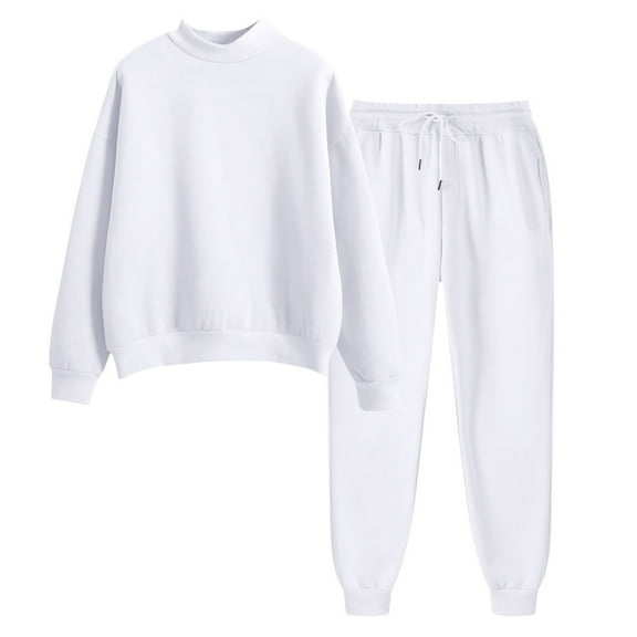 Womens Lounge Set Trendy Fall Winter Solid Color Turtleneck Long Sleeve Jogger Pants Set Lounge Set