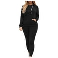 thumbnail image 1 of Womens Lounge Set Usmixi Pullover Hoodies 2 Piece Sets for Women Casual Solid Pocket Hooded Sweatshirt and Jogger Pant Sweatsuits Sets Sports Tracksuits Sets, 1 of 5