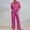 thumbnail image 1 of Womens Lounge Sets 2 Piece Matching Pajamas Fall Fashion 2025 Ribbed Knit Outfits Long Sleeve Casual Sweatsuits Hot Pink M, 1 of 6