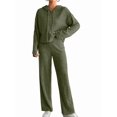 thumbnail image 1 of Womens Lounge Sets 2 Piece Matching Pajamas Fall Fashion Ribbed Knit Outfits Long Sleeve Casual Sweatsuits Green M, 1 of 8