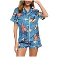 Womens Lounge Sets Oversized Pajamas Fashion Casual Flag Printed Short