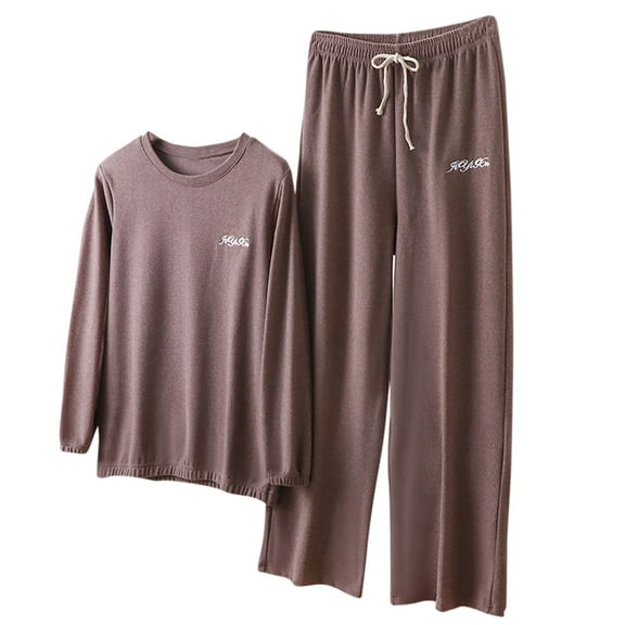 Womens Loungewear Set Usmixi Homewear 2 Piece Outfit for Women Winter Cozy Fleece Long Sleeve Pullover Top and Elastic Waist Pant Lounge Set Casual Pajamas Sets