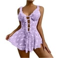 thumbnail image 1 of uublik Womens Loungewear Set Valentine's Day Sleepwear Chemise Dress Lace Nighty Nightgowns Purple XL, 1 of 2