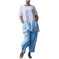 thumbnail image 1 of Womens Loungewear Two Piece Casual Linen Short Sleeve Tops with Two Pockets Cropped Wide Leg Pants Pajamas Sets, 1 of 7