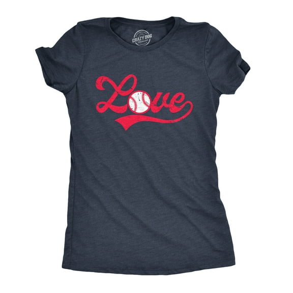 Womens Love Baseball Script T Shirt Cute Summer Sports Tee Womens Graphic Tees