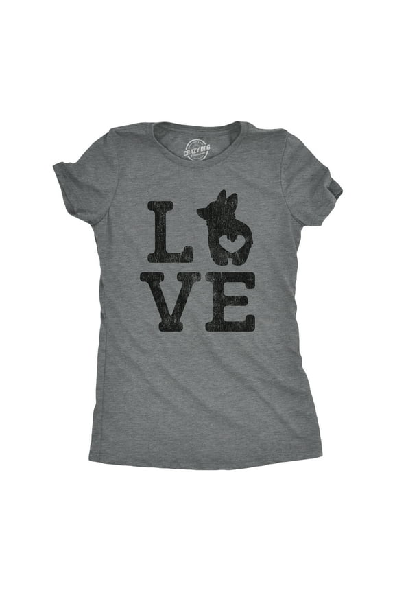 Womens Love Corgi T shirt Funny Pet Puppy Dog Mom Animal Lover Graphic Tee Womens Graphic Tees
