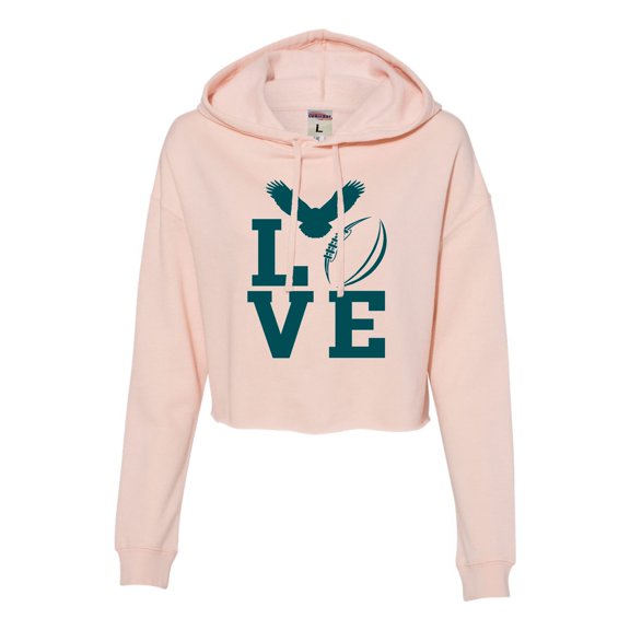 Womens Love Football Philadelphia Cropped Hooded Sweatshirt
