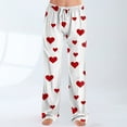 thumbnail image 1 of Womens Love Heart Pajama Pants Heart Graphic Holiday Long Pj Pants Wide Leg Elastic Waist Comfy Relaxed Fit Pants, 1 of 6