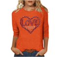 thumbnail image 1 of Womens Love Heart T-Shirts Casual 3/4 Sleeve Tops Cute Valentines Shirts Basic Crewneck Tee Blouses, 1 of 4