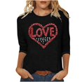thumbnail image 1 of Womens Love Heart T-Shirts Casual 3/4 Sleeve Tops Cute Valentines Shirts Basic Crewneck Tee Blouses, 1 of 4