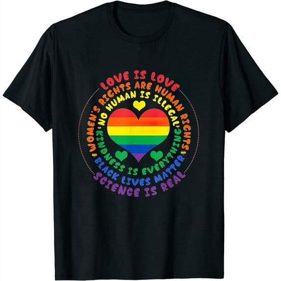 Womens Love Human Rights Kindness Lgbt Gay Pride Rainbow Science T-Shirt Black Medium