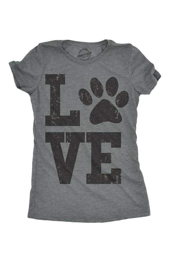 Womens Love Paw T shirt Cute Gift for Dog Mom Pet Lover Cool Funny Graphic Tee Womens Graphic Tees