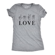 Womens Love Sign Language T Shirt Cute ASL Relationship Tee Womens Graphic Tees