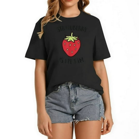 Womens Love Strawberries Strawberry Is My Jam Cute Strawberry T-Shirt Black