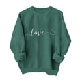 thumbnail image 1 of Womens Love Sweatshirt Green - Oversized Valentine's Day Crewneck with Embroidered Heart Design, Soft Fleece Romantic Pullover Gift for Her,Size L, 1 of 6
