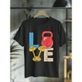 thumbnail image 1 of Cotton Womens Love Weightlifting Graphic Fitness Tee T Shirt Tops Short Sleeve Round Neck Black S-5XL, 1 of 5