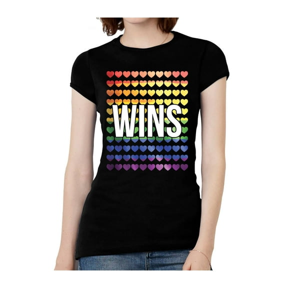 Womens Love Wins Banner Short-Sleeve T-Shirt - Black - Small