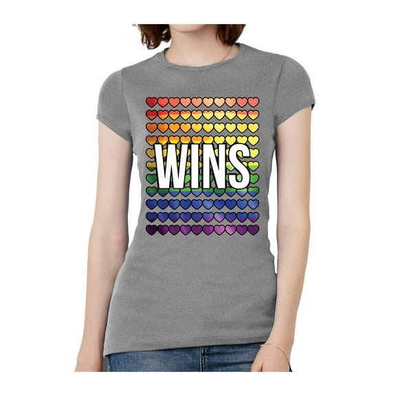 Womens Love Wins Banner Short-Sleeve T-Shirt - Heather - Large