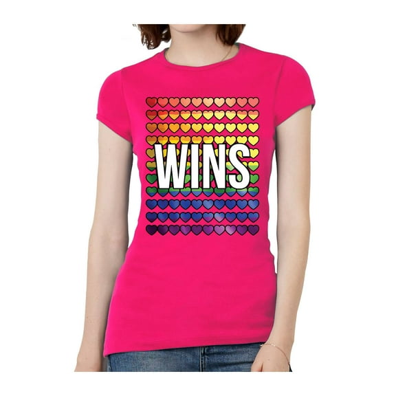 Womens Love Wins Banner Short-Sleeve T-Shirt - Hot Pink - 3X-Large