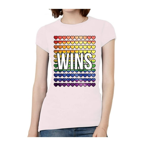 Womens Love Wins Banner Short-Sleeve T-Shirt - Light Pink - Medium