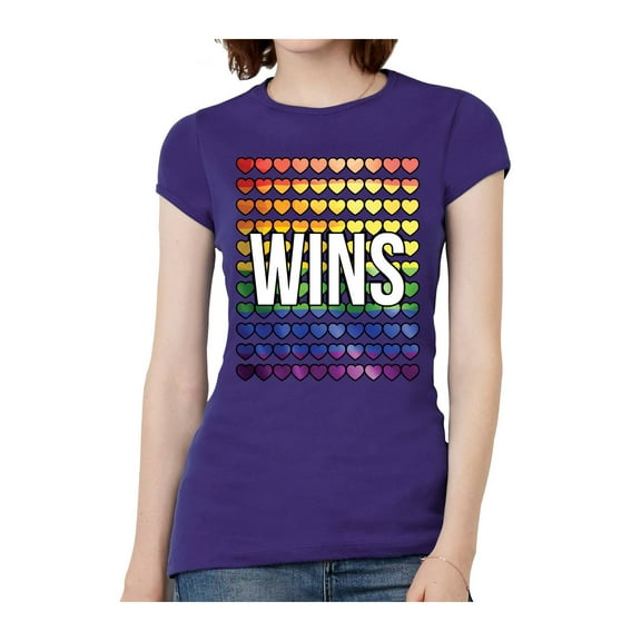Womens Love Wins Banner Short-Sleeve T-Shirt - Purple - Large