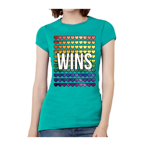 Womens Love Wins Banner Short-Sleeve T-Shirt - Teal - X-Large