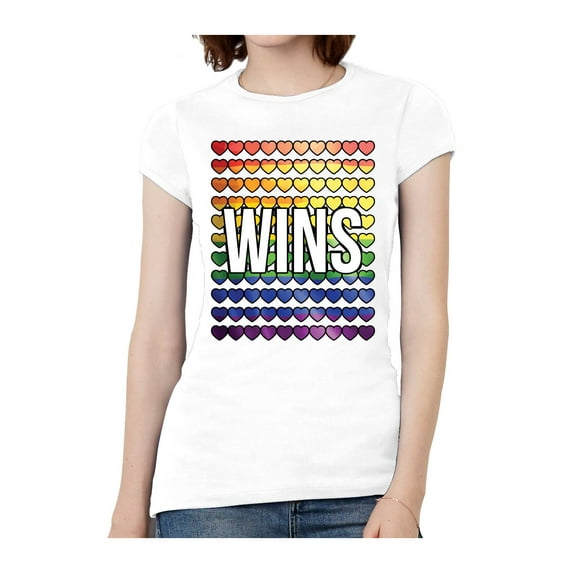 Womens Love Wins Banner Short-Sleeve T-Shirt - White - 3X-Large