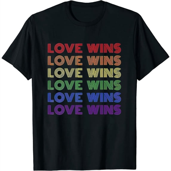 Womens Love Wins Gay Pride Shirt Lgbt Lesbian Rainbow Tshirt Gift Premium T-Shirt Black X-Large