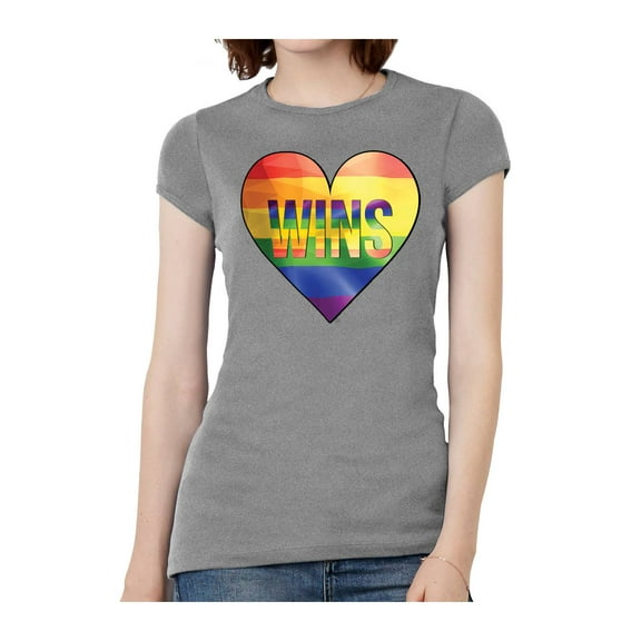 Womens Love Wins Heart Short-Sleeve T-Shirt - Heather - X-Large