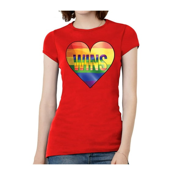 Womens Love Wins Heart Short-Sleeve T-Shirt - Red - Small