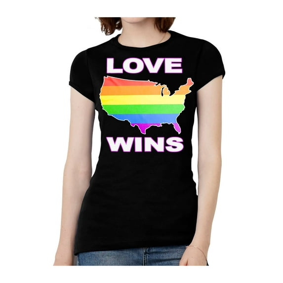 Womens Love Wins USA Short-Sleeve T-Shirt - Black - Small