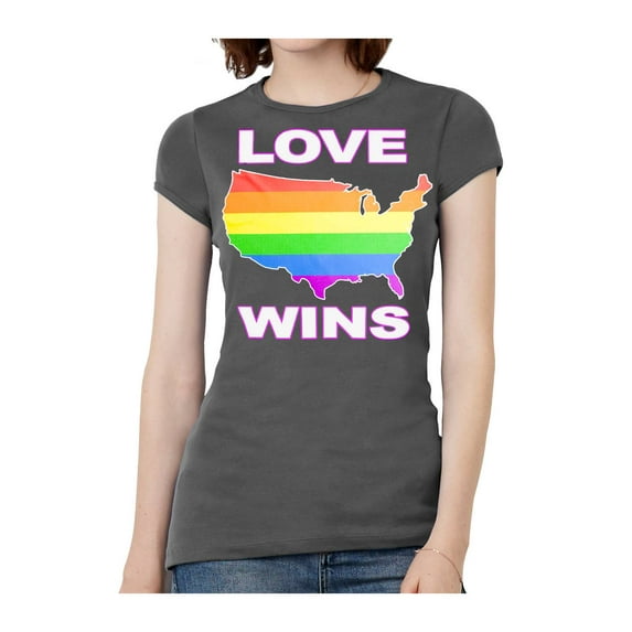 Womens Love Wins USA Short-Sleeve T-Shirt - Grey - 3X-Large