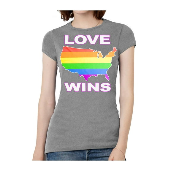 Womens Love Wins USA Short-Sleeve T-Shirt - Heather Grey - Large