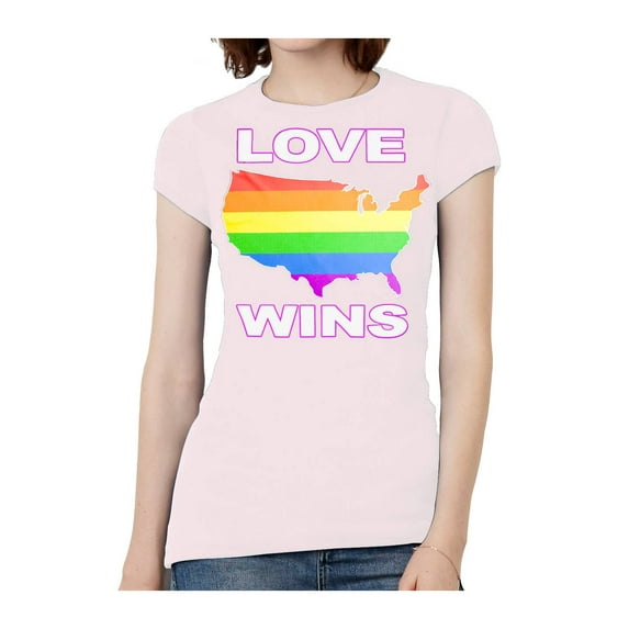 Womens Love Wins USA Short-Sleeve T-Shirt - Light Pink - X-Large