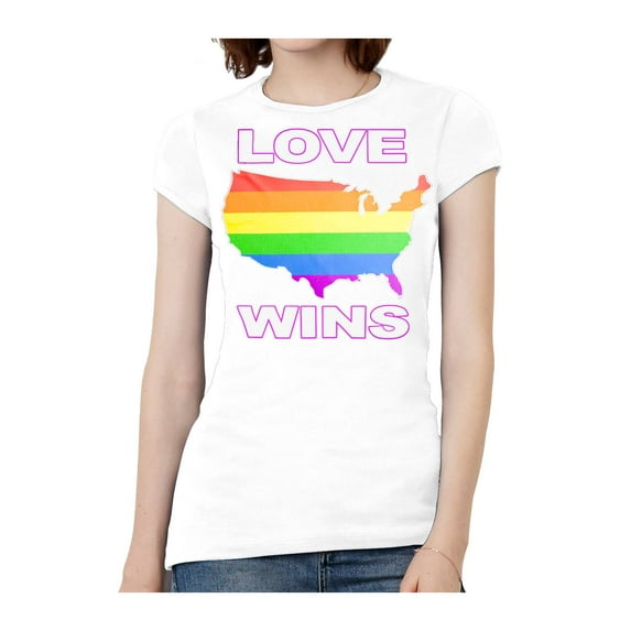 Womens Love Wins USA Short-Sleeve T-Shirt - White - 3X-Large