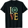 thumbnail image 1 of Womens Love With Paw Print In Retro Colors T-Shirt Black 2X-Large, 1 of 5
