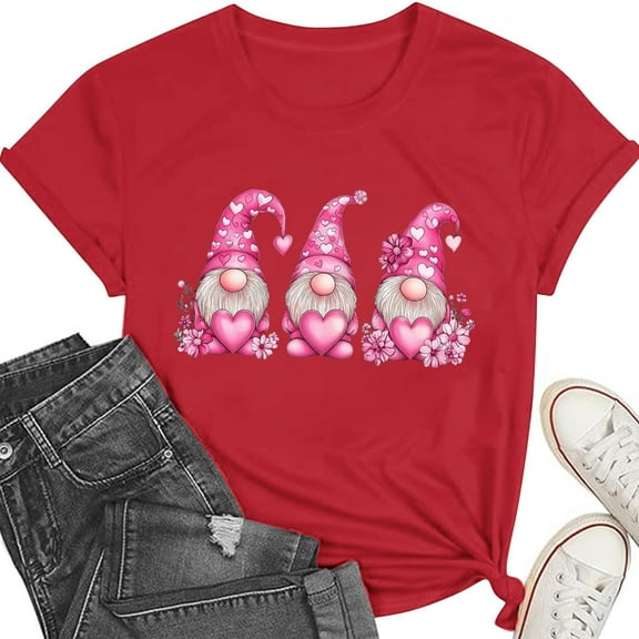 Womens Lover Heart Graphic Crew Neck Shirt Valentines Funny Couple Matching Casual Short Sleeve Tee