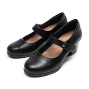 Dream Pairs Womens Low Block Heel Mary Janes Pump Shoes Arch Support Round Toe Slip On Dress Work Wedding Shoes BLACK Size 6.5