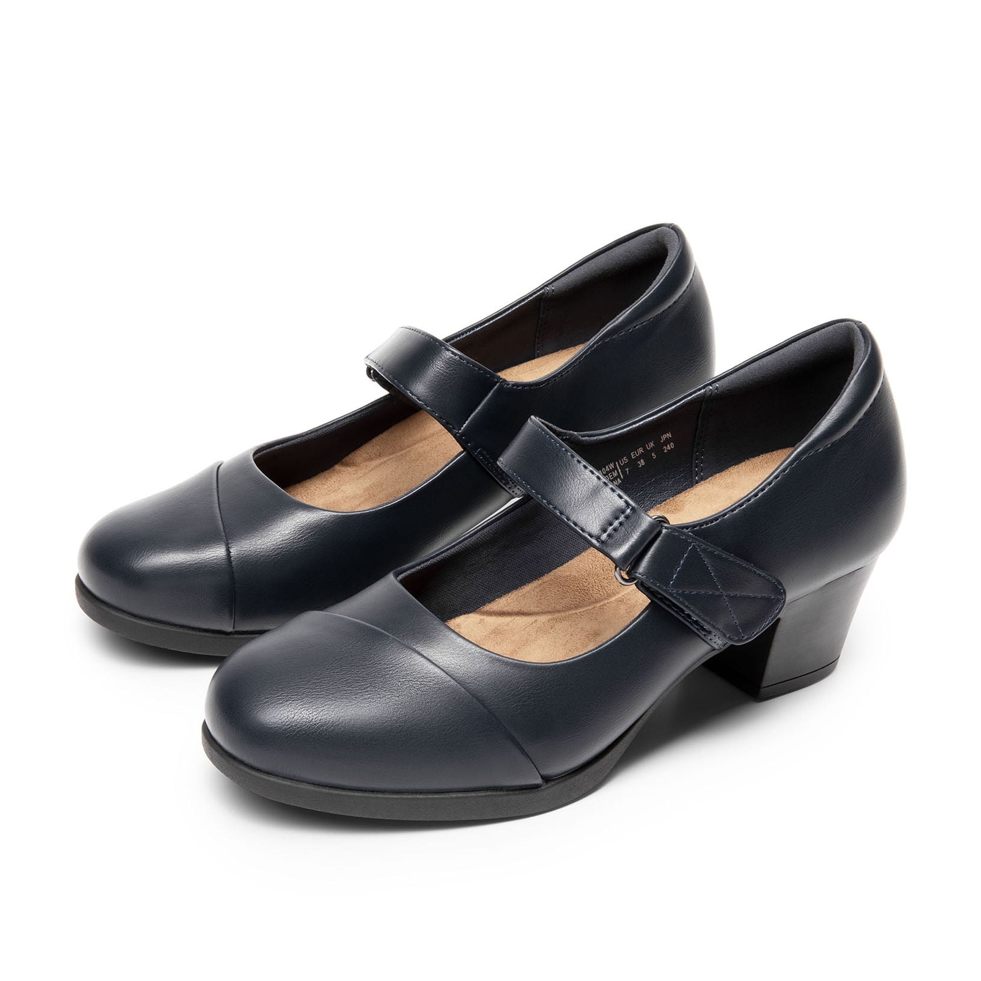 Womens Low Block Heel Mary Janes Pump Shoes Arch Support Round Toe Slip On Dress Work Wedding Shoes NAVY Size 6.5 Walmart Business Supplies