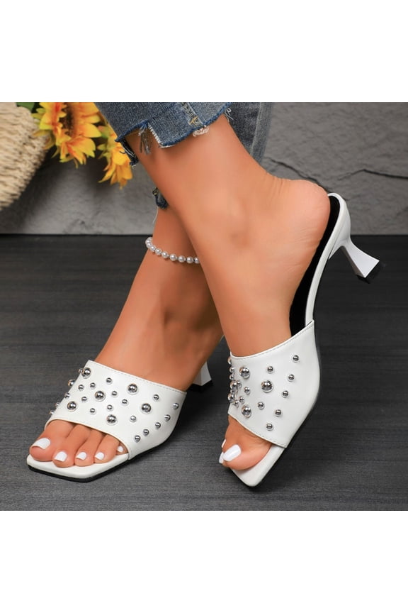 Womens Low Mid Heels Bridal Sandals Strappy Heeled Shoes Wedding Evening Party Prom White 5